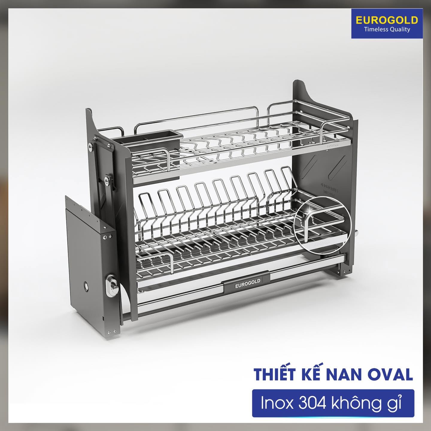 Kệ chén bát nâng hạ Eurogold EPO9390LX nan oval 900mm