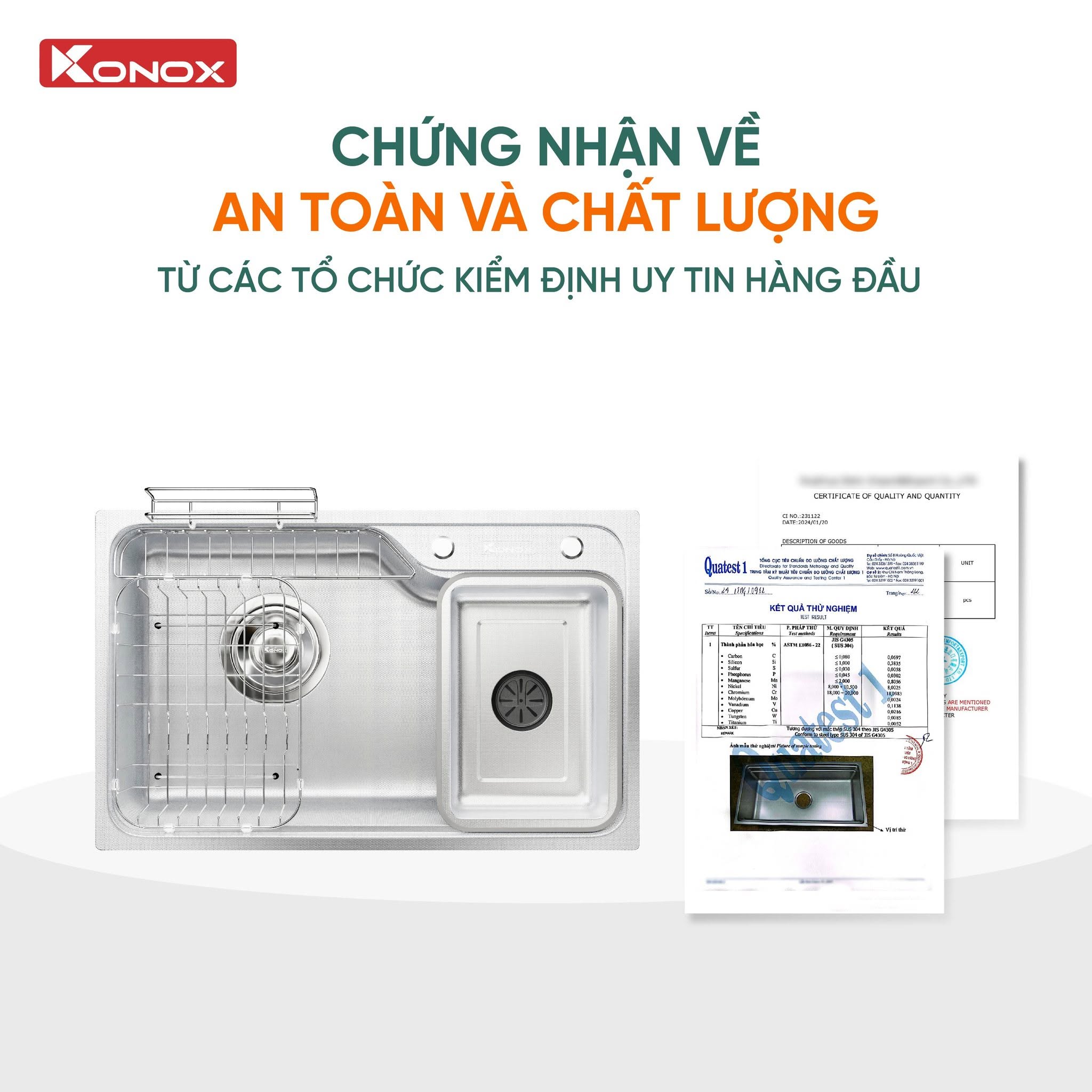 Chậu rửa chén Konox Tari Smart 8050 1 hố chống xước