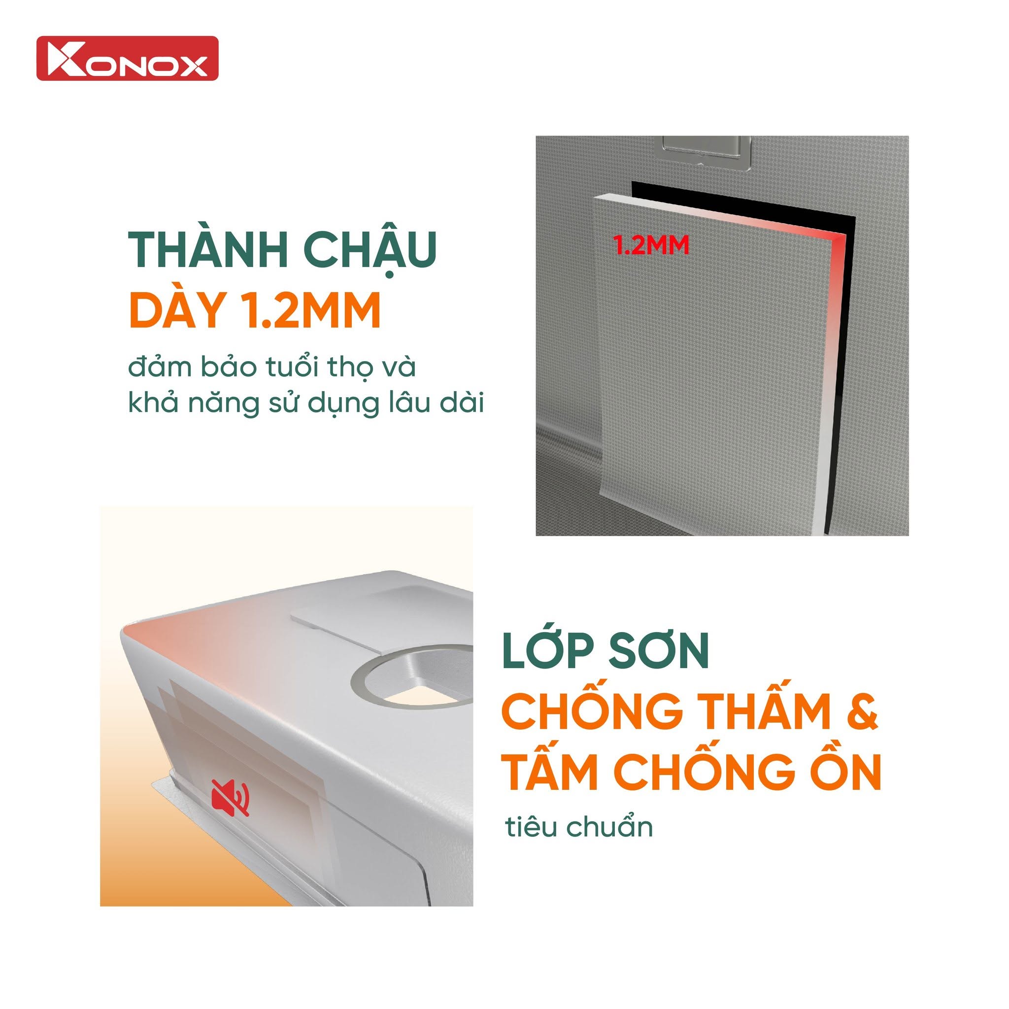 Chậu rửa chén Konox Tari Smart 8050 1 hố chống xước
