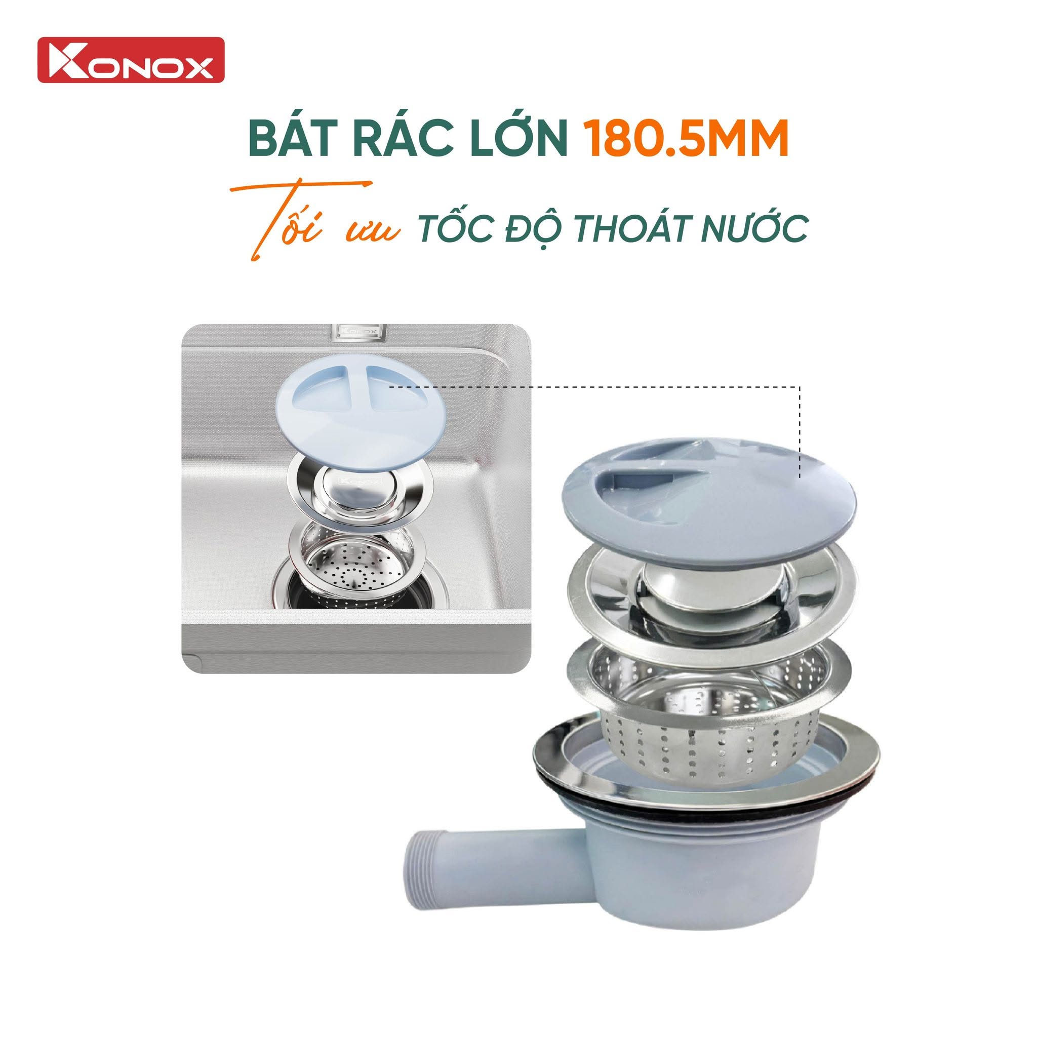 Chậu rửa chén Konox Tari Smart 8050 1 hố chống xước
