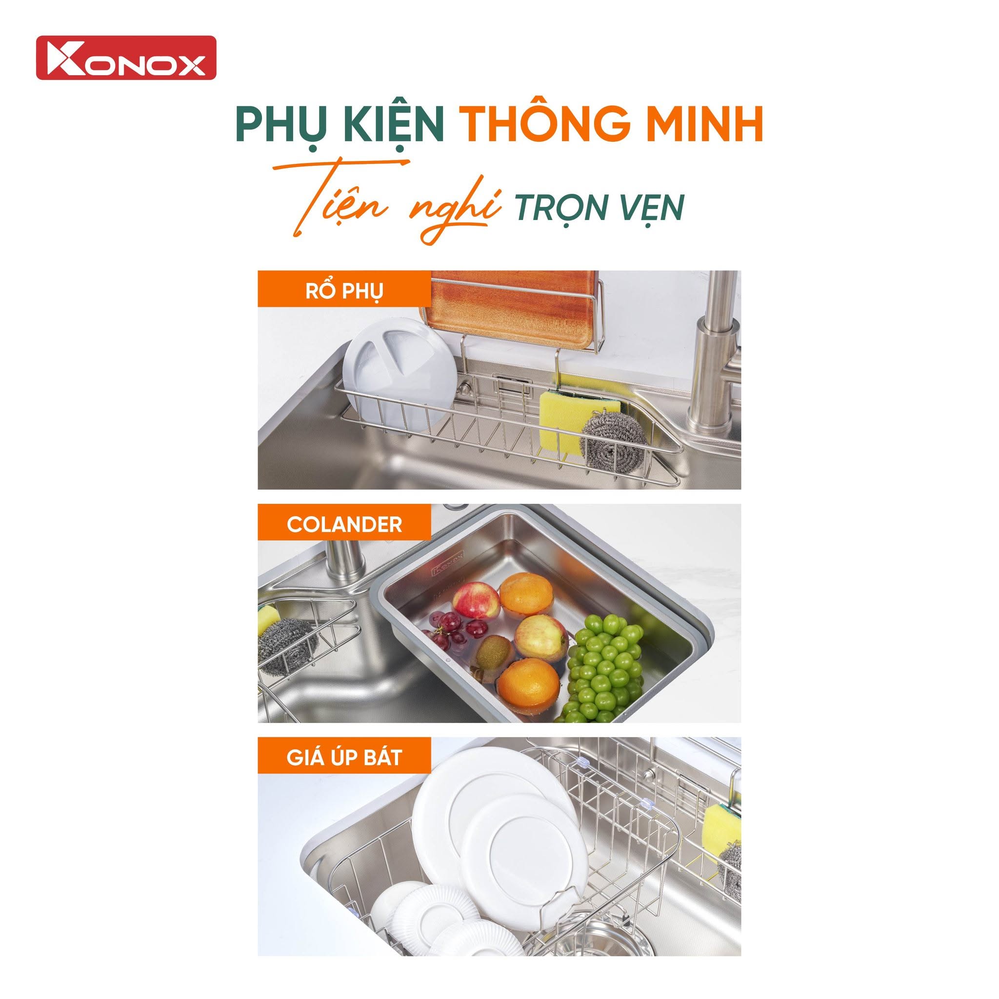 Chậu rửa chén Konox Tari Smart 8050 1 hố chống xước